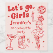 Red Disco Cowgirl Rodeo Junggeselinnen-Abschied Weinetikett (Einzelnes Label)