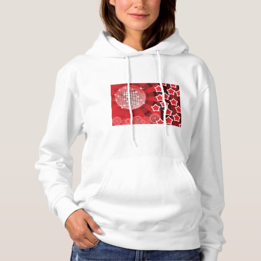 Red Disco Party Thema mit Sternen und Glitzer Ball Hoodie (Vorderseite)