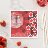 Red Disco Party Thema mit Sternen und Glitzer Ball Serviette (Beispiel)