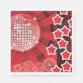 Red Disco Party Thema mit Sternen und Glitzer Ball Serviette (Vorderseite)