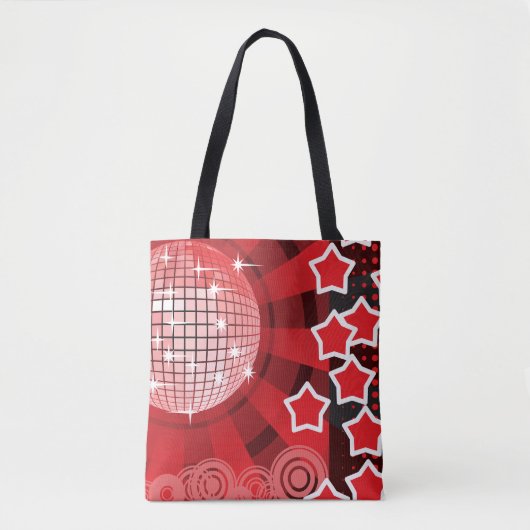 Red Disco Party Thema mit Sternen und Glitzer Ball Tasche (Vorderseite)