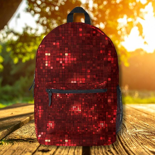 Red Disco Style Squares Valentine Pattern Bedruckter Rucksack