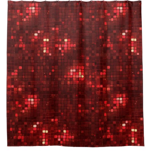Red Disco Style Squares Valentine Pattern Duschvorhang (Vorderseite)