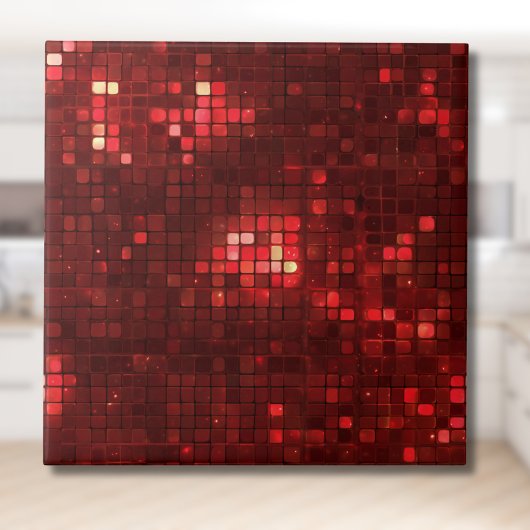Red Disco Style Squares Valentine Pattern Fliese