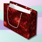 Red Disco Style Squares Valentine Pattern Große Geschenktüte