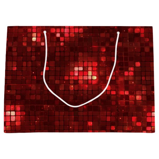 Red Disco Style Squares Valentine Pattern Große Geschenktüte (Vorderseite)
