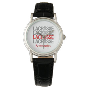 Red Distressed Lacrosse Word Armbanduhr
