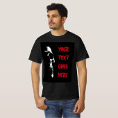 Red Distressed Text Mens Halloween Skull Black T-Shirt (Vorne ganz)