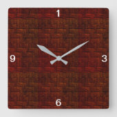 Red Disturury Wall Clock Quadratische Wanduhr (Vorderseite)