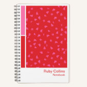 Red Ditsy Floral Vertical Palette Notebook Notizblock (Vorderseite)