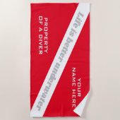 Red Diver Flag Strandtuch mit lustigem Tauchangebo (Vorderseite)
