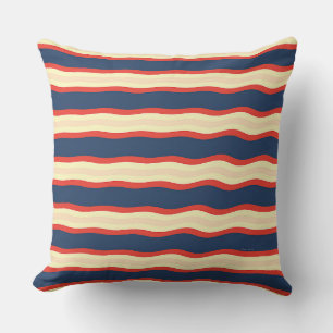 Red Dk Blue Creme Wavy Kissen
