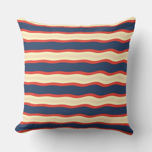 Red Dk Blue Creme Wavy Kissen (Vorderseite)