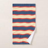 Red Dk Blue Wavy Creme Badhandtuch Set (Handtuch)