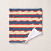 Red Dk Blue Wavy Creme Badhandtuch Set (Waschlappen)