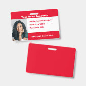 Red Do it you self Custom Homeschoor Foto Ausweis (Vorder- & Rückseite)