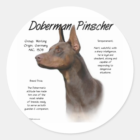 Red Doberman History Runder Aufkleber (Vorderseite)