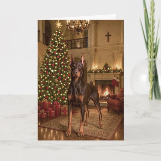 Red Doberman Holiday Card Feiertagskarte (Vorderseite)
