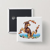 Red Doberman Pinscher Kinda Crabby Button (Vorne & Hinten)