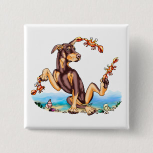 Red Doberman Pinscher Kinda Crabby Button