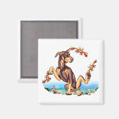 Red Doberman Pinscher Kinda Crabby Magnete Magnet (Vorderseite/Rückseite)