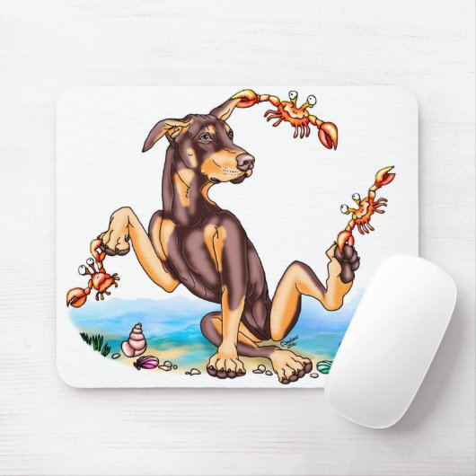Red Doberman Pinscher Kinda Crabby Mouse Pad Mousepad (Mit Mouse)