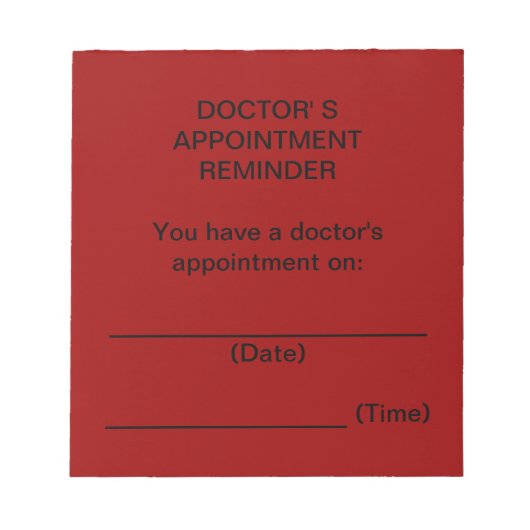 Red Doctor's Ernennung Erinnerung Notepad Notizblock (Vorderseite)