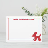 Red Dog Ballon Tier Geburtstag Danke Karte (Stehend Vorderseite)