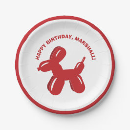 Red Dog Balloon Personalisiertes Party Pappteller
