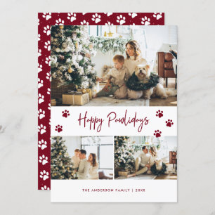 Red Dog Cat Owner Foto Happy Pawlidays Card Feiertagskarte