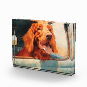 Red Dog in Classic Truck Window Art Print Fotoblock (Rechts)