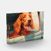 Red Dog in Classic Truck Window Art Print Fotoblock (Links)