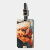 Red Dog in Classic Truck Window Art Print Gepäckanhänger (Vorderseite vertikal)