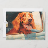 Red Dog in Classic Truck Window Art Print Karte (Vorderseite)