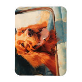 Red Dog in Classic Truck Window Art Print Magnet (Vertikal)