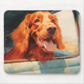 Red Dog in Classic Truck Window Art Print Mousepad (Vorne)