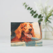 Red Dog in Classic Truck Window Art Print Postkarte (Stehend Vorderseite)