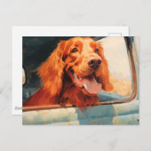 Red Dog in Classic Truck Window Art Print Postkarte (Vorne/Hinten)