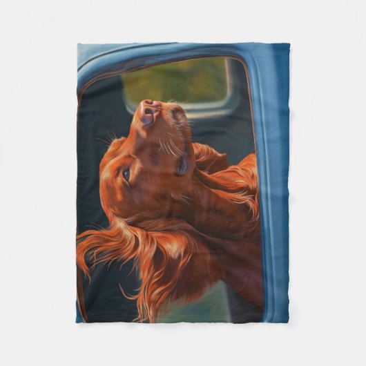 Red Dog Landschaftliche Autofahrt Kunstdrucken Fleecedecke (Vorderseite)