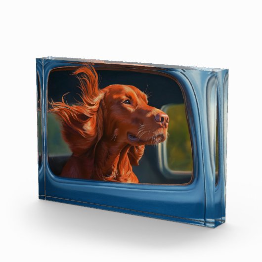 Red Dog Landschaftliche Autofahrt Kunstdrucken Fotoblock (Rechts)