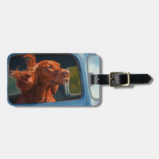 Red Dog Landschaftliche Autofahrt Kunstdrucken Gepäckanhänger (Vorderseite horizontal)