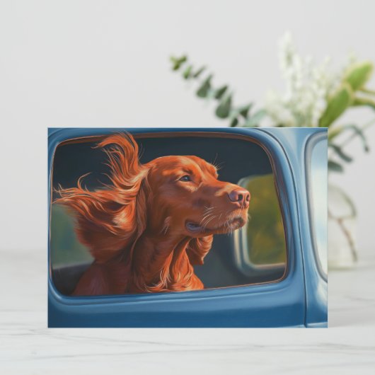 Red Dog Landschaftliche Autofahrt Kunstdrucken Karte (Stehend Vorderseite)