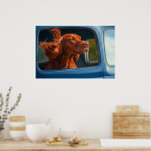 Red Dog Landschaftliche Autofahrt Kunstdrucken Poster (Küche)