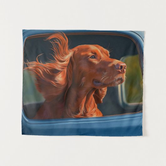 Red Dog Landschaftliche Autofahrt Kunstdrucken Wandteppich (Vorderseite (Horizontal))