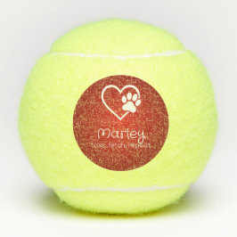 Red Dog Name Tennis Ball 'toss, fetch, repeat'