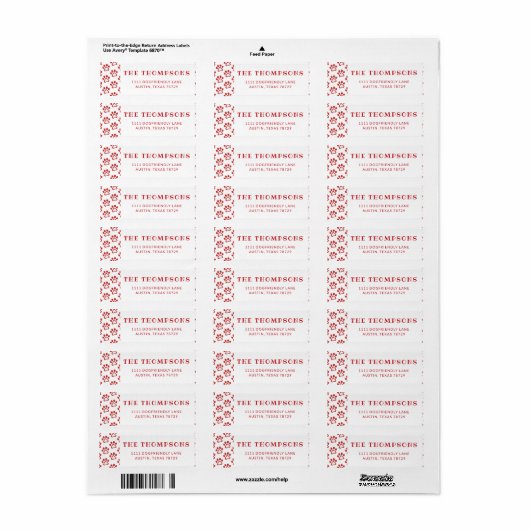 Red Dog Paw Pattern Holiday Address Label (Vorne)