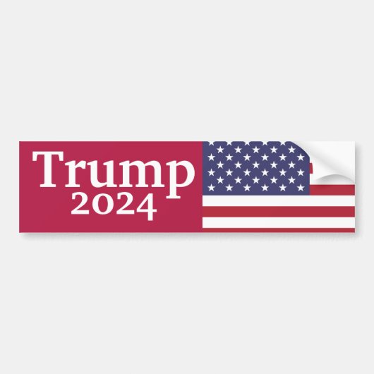 Red Donald Trump 2024 Amerikanische Flagge Autoaufkleber (Vorne)