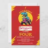 RED Donunder Niedlicher Dinosaurier Bauer LKW Gebu Einladung (Vorderseite)