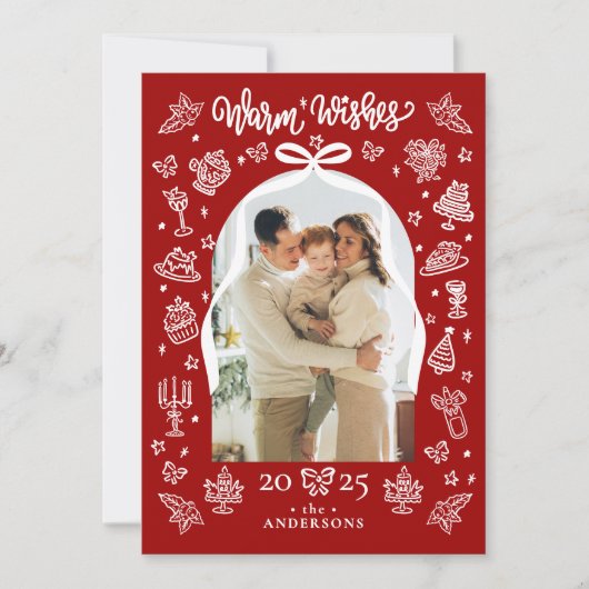 Red Doodle Arch Foto "Warme Wünsche Weihnachten (Vorderseite)