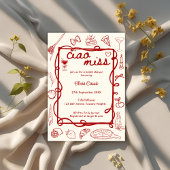 Red Doodle Ciao Miss Italian Bridal Shower Einladung